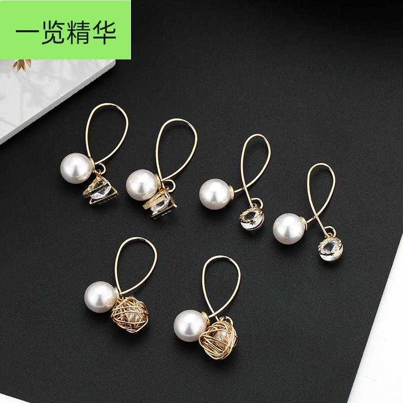 新品Cutout Stud Earrings for Girls Popular Zircon Pearl Earr