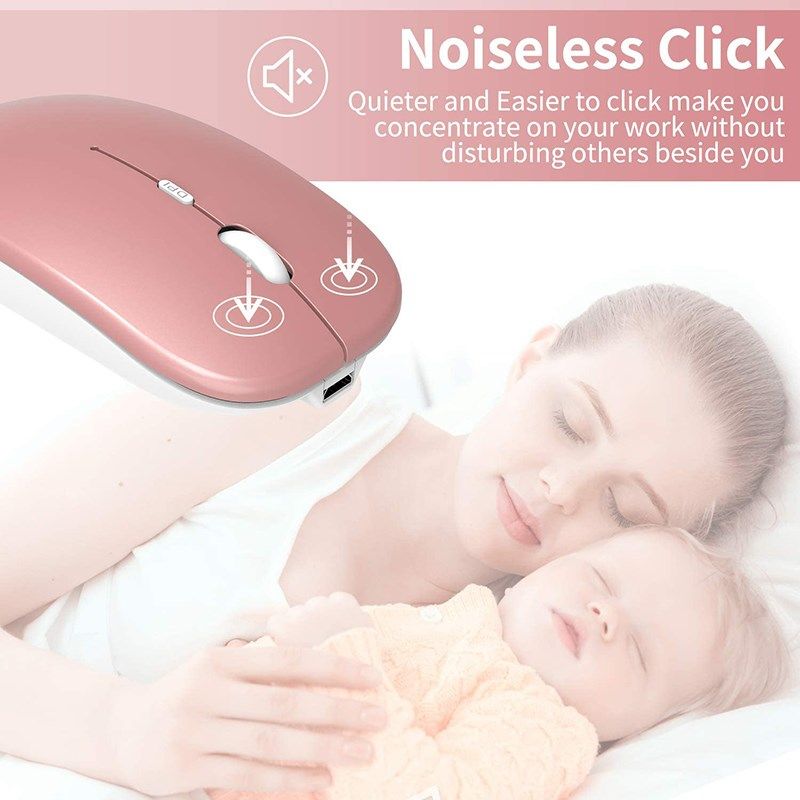 Noiseless Mouse with USB Receiver,Slim Dual Mode(Bluetooth+U
