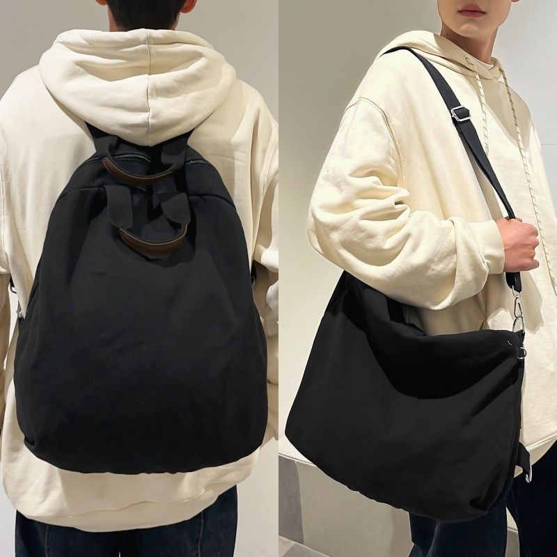 多功能水洗帆布双肩包男士单肩挎包轻便大学生书包通勤两用背包女