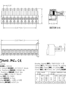 KF2EDGK 3.81 2P ~ 12P PCB TERMINAL BlOCKS 15EDGK 3.81mm 2PIN