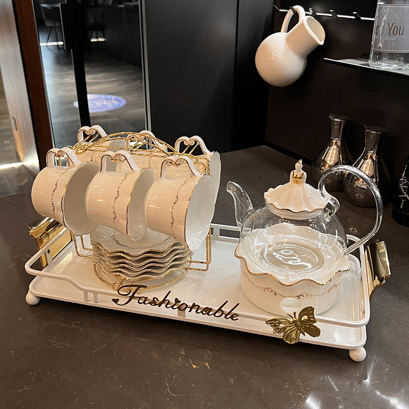 启派高级感杯子茶杯带把套装家用客厅高颜值水r杯茶壶杯具高端奢