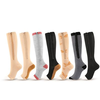 网红.Women Calf Compression Stockings Elastic Open Toes Zipp