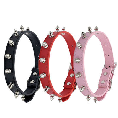 Rivet tet CollSr LeaPher Swpiked atudded Collar Pet Training