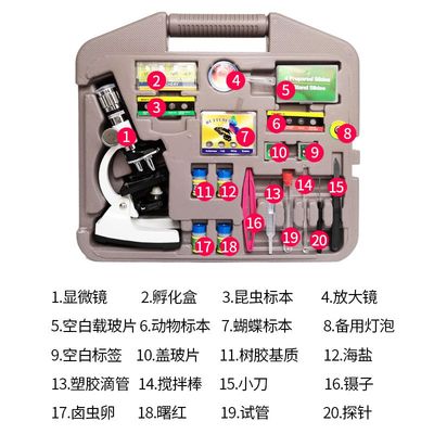 可变焦1200倍高倍儿童生物显微镜中小学生迷你便携专业检测科学实