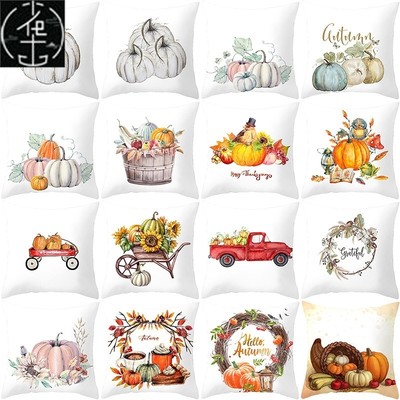 速发Thanksgiving Day Pumpkin Cushion Cover Printed Pillow ca