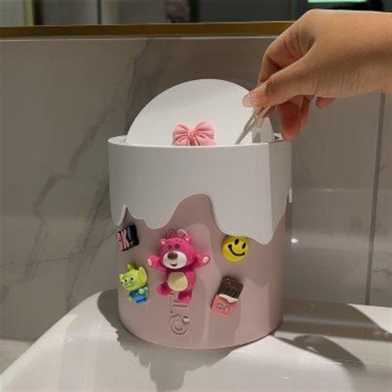 高颜值桌面小号垃圾桶卡通可爱儿童翻盖式迷你茶几餐桌卫生桶纸篓