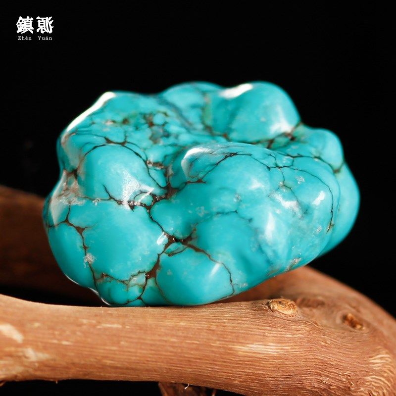 天然原矿绿松石随型手把件吊坠挂件高瓷网花配件男女diy配件饰品