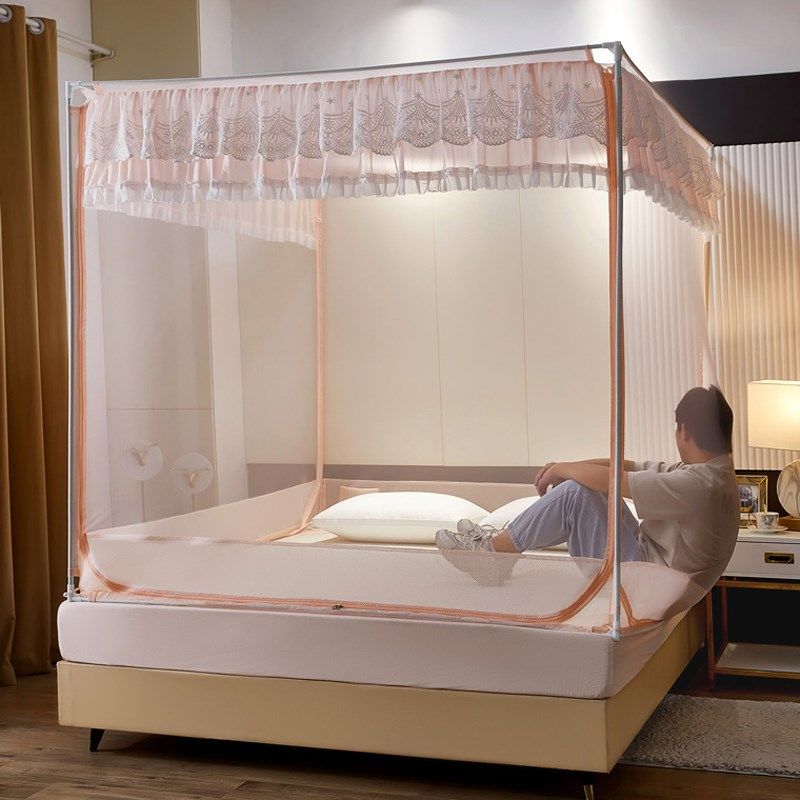 蚊帐家用2024新款免安装135x190床笠回底防摔卧室2米x2米大床蚊帐