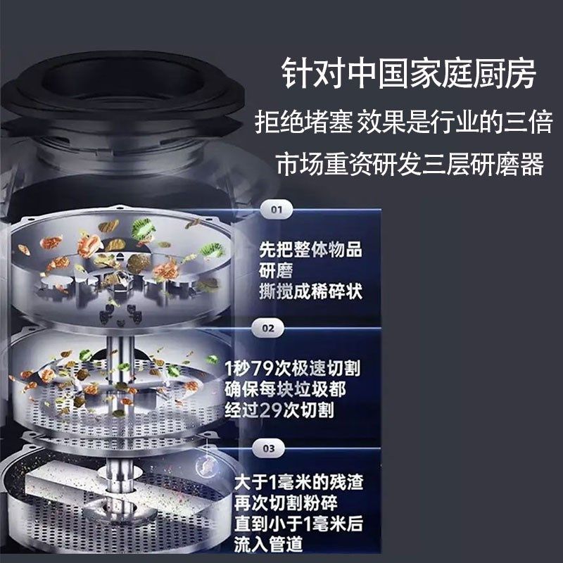 厨余垃圾处理器厨房家用食物粉碎机自动进水餐厨下水道粉碎搅碎机