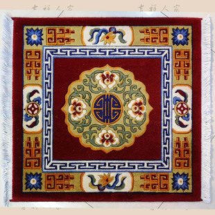 羊毛藏毯 金刚十 杵图案字座毯 羊 藏毯 毛客厅打坐装饰种类多