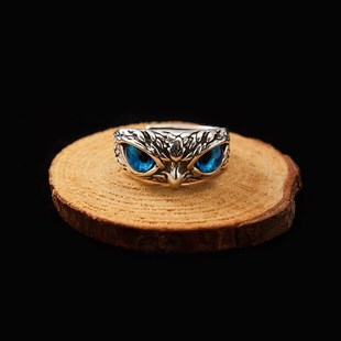 Cute Women Blue For Men Eyes Owl 极速Fashion Ring Vintage