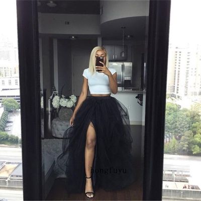 速发Sexy High Slit Tulle Tutu Skirts Extra Puffy Ball Gown P