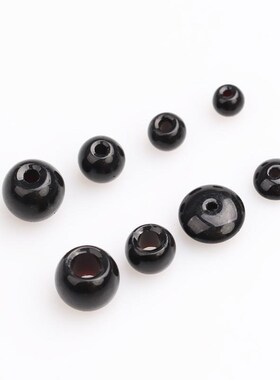 大孔黑色玻璃珠diy编织手链4 5 6 8mJm圆珠隔片项链绳尾珠饰品散