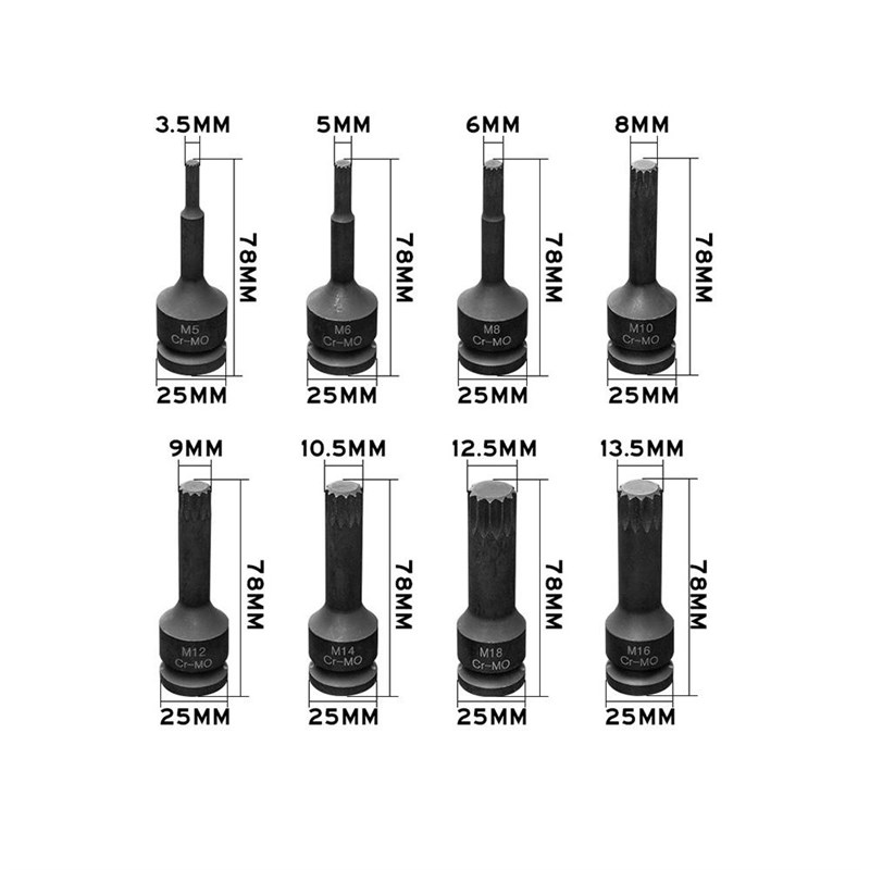 酷安腾8件套1/2气动风炮梅花十二角M型连体批头M5M18电动风动套筒