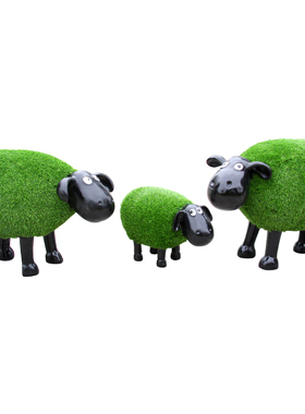 户外植草皮动物羊雕塑花园草坪玻璃钢卡通羊装饰摆件园.林景观小