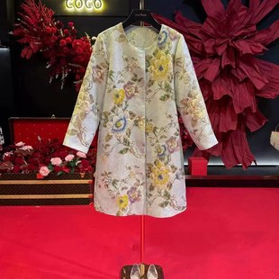 单排扣外套 女士百搭时尚 2024秋冬连衣裙重工钉珠中国风春季 新中式