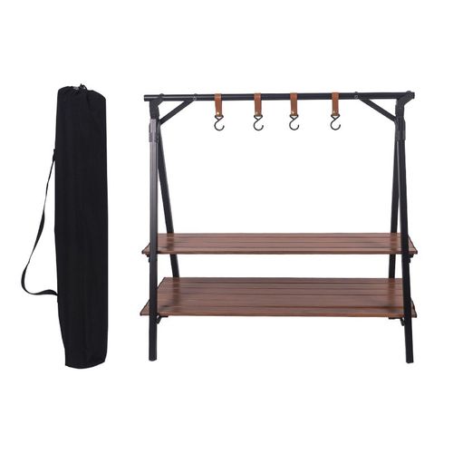 CLS户外露营铝合金双层置物架自驾游车载便携支架庭院阳台收纳架