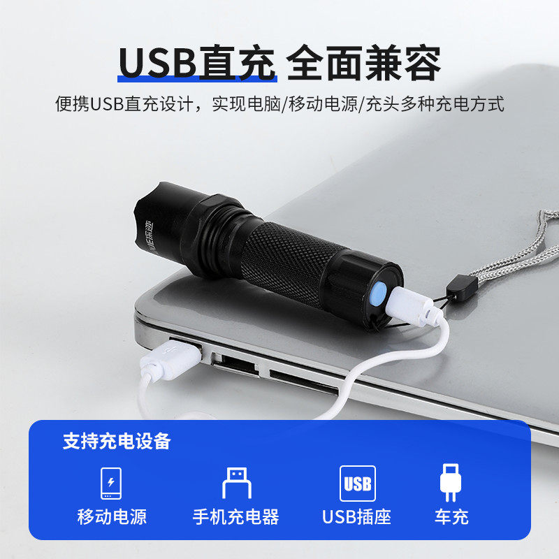 现货氙气灯手电筒LED强光超亮大功率远射可充电迷你袖珍便携小户