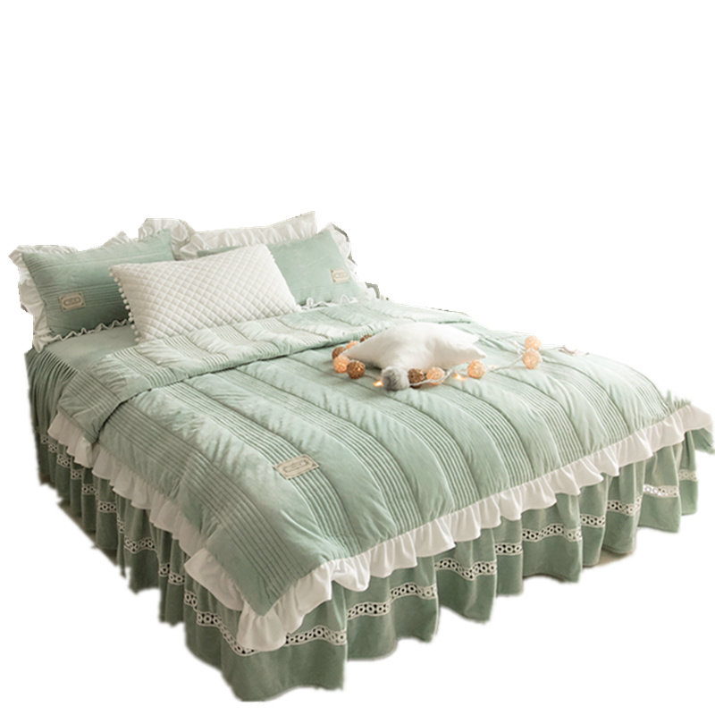 加厚冬季保暖天鹅绒床裙式床罩式四件套韩式水晶短毛绒被套1.8米,床上用品,床品套件/四件套/多件套,淘宝优惠券,粉丝福利购,淘宝优惠卷