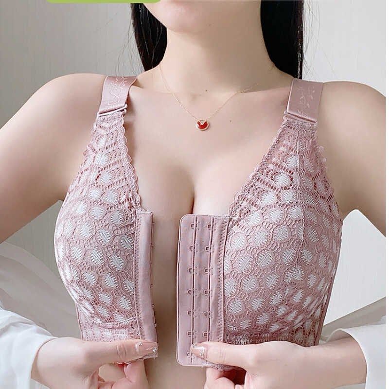 调整型前扣美背内衣女大胸显小防下垂聚拢收副乳无钢圈大码文胸罩