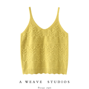 洋气玩转 毛衣秋冬针织背心加厚 波浪纹绞花羊绒吊带女纯羊绒衫