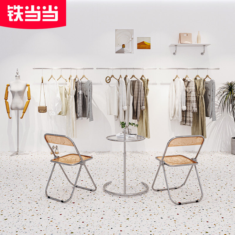 工厂销吊架子悬挂衣服展示架服装店不锈钢L货架女装店吊顶挂衣架