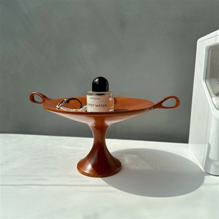 中古风耳朵托盘复古木质双耳果盘桌面装 饰摆饰置物收纳层架摄影道