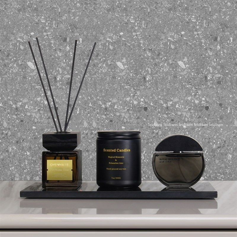 样板房酒店卫生间洗手台摆件黑色大理石托盘香薰套装意式装饰品,家居饰品,装饰摆件,淘宝优惠券,粉丝福利购,淘宝优惠卷