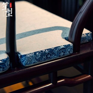 中式提花椅垫红木家具坐垫圈椅茶椅主人椅垫子沙发垫带卡口可定制