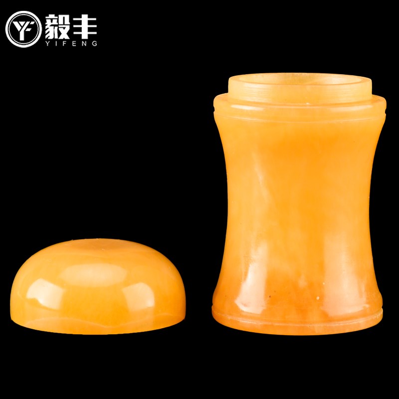 小众高货高档天然米黄玉玉石家用纪念小号精品骨灰坛骨灰桶骨灰罐