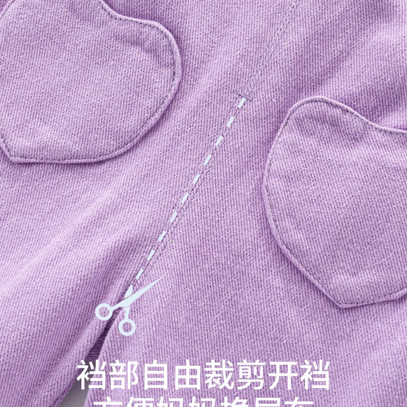 现货女宝宝童装背带裤韩系洋气女孩套装紫色儿童休闲小童裤子女童