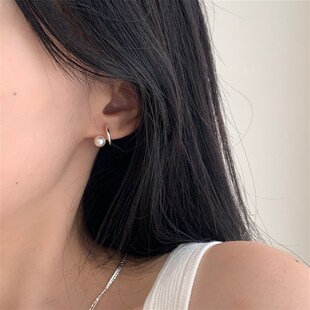 王炸珍珠~人造珍珠澳白色温柔气质耳环硅胶蚊香盘耳夹无耳洞女