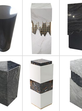 天然大理石底座客厅轻奢工艺品展示样品间玄关装饰摆件落地雕塑台