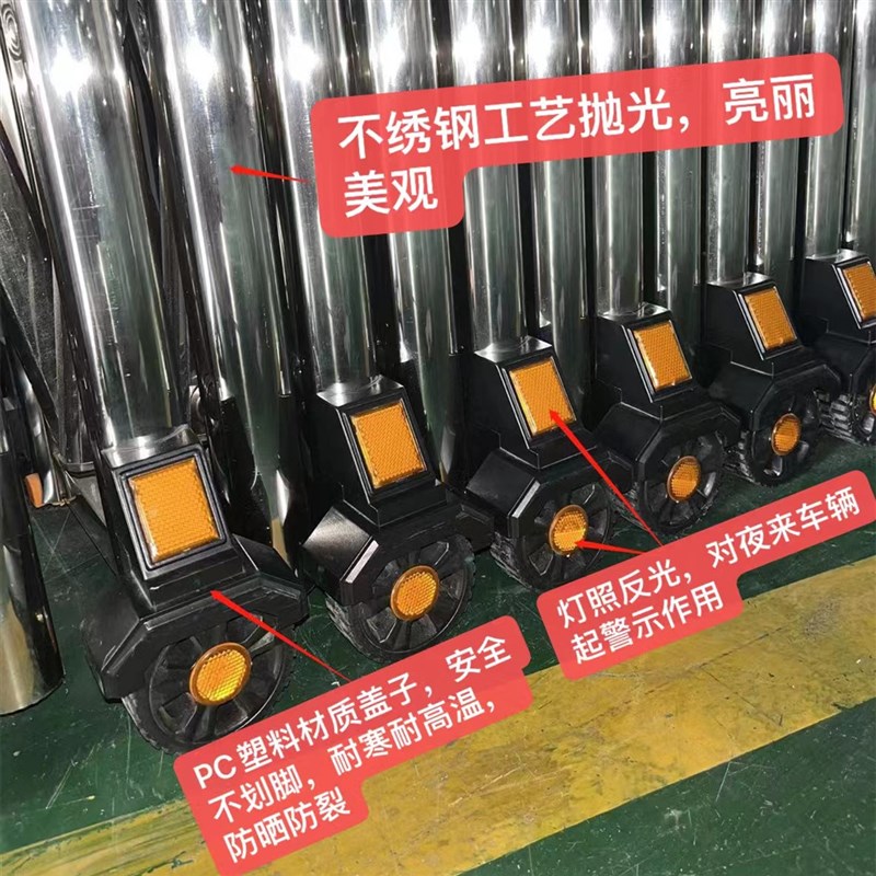 不锈钢伸缩围栏可移动道路安全防护栏手动推拉折叠门栅栏路障栏杆