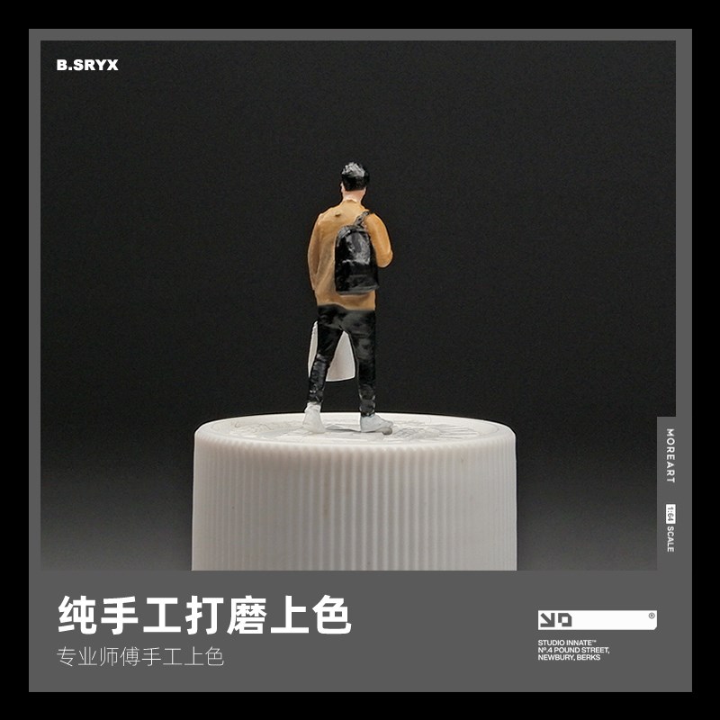 1:64背包e男生上班族拎袋子微缩人偶模型沙盘场景手办微拍小人摆