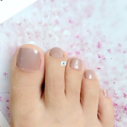 速发24Pcs Candy Light Brown Artificial False Toe Nails Press