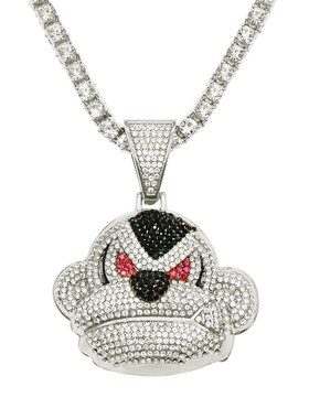 欧美嘻哈满钻立i体猴子吊坠项链 潮人霸气炫酷古巴链街舞猩猩配饰