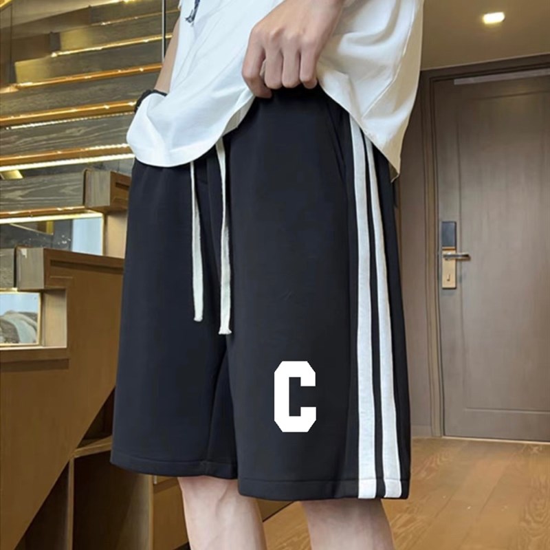 短裤子男款夏季港风潮流宽松百搭休闲裤学生运动阔脚直筒五分短裤
