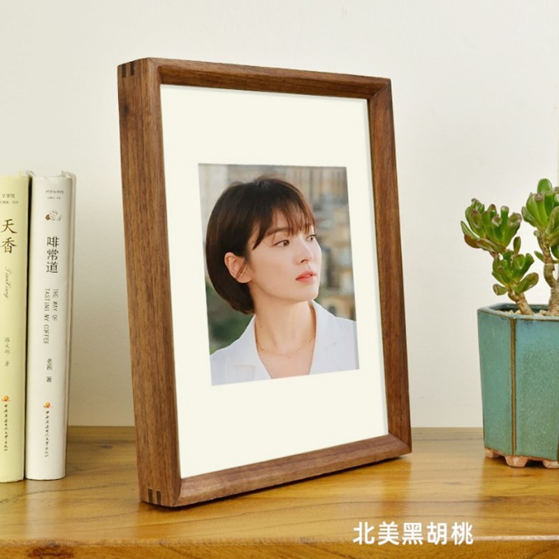 北美黑胡桃木相框摆台高级感10寸直角榫卯相框a4大小实木相框空框