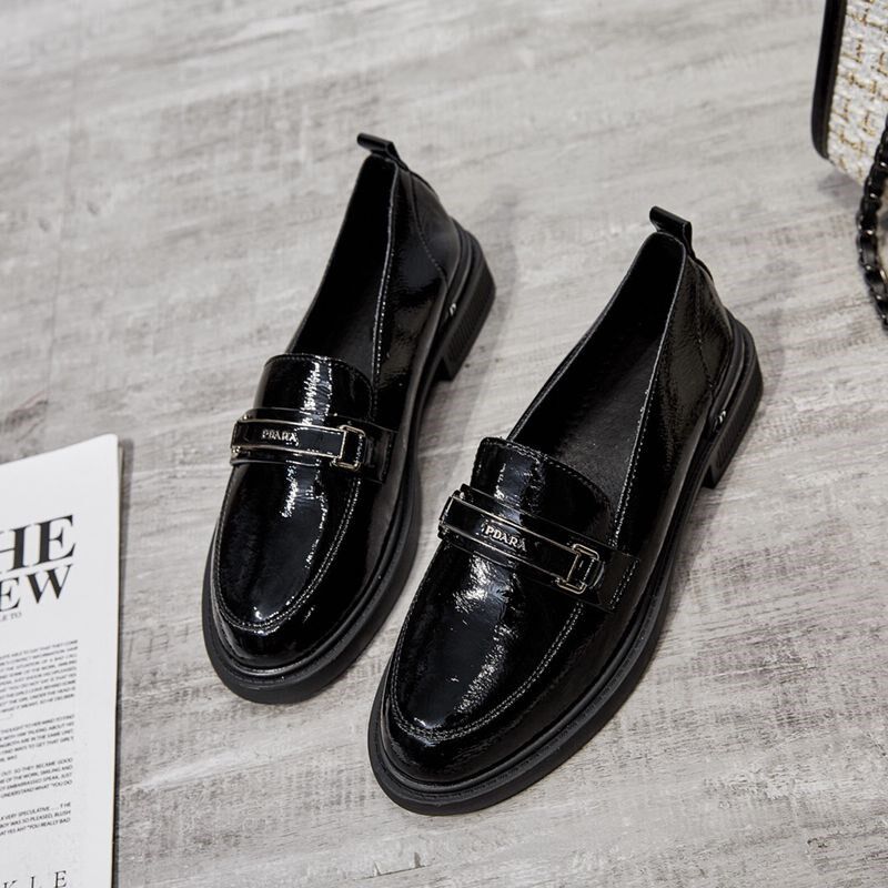 英伦风小皮鞋女韩版百搭平底鞋女新款2020年春季懒人鞋一脚蹬单鞋