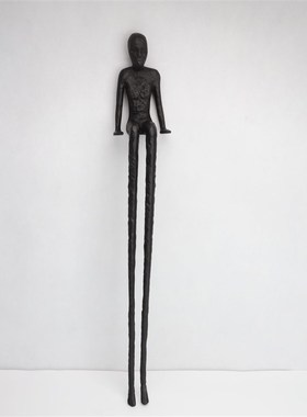 新中式黑色铸铁长腿人摆件样板房售楼部卧室书房客厅桌面玄关饰品