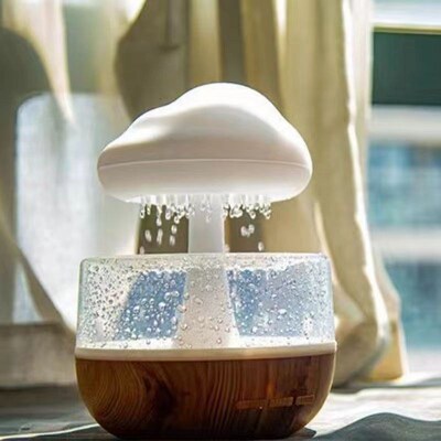 模拟雨声加湿器房间桌面助眠香薰下雨七彩创意家用氛围夜灯卧室