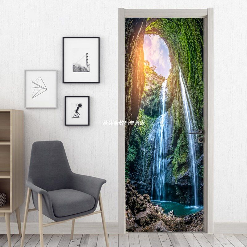 Door Decor Stickers 3D Wall Mural Removable Self-adhesive l