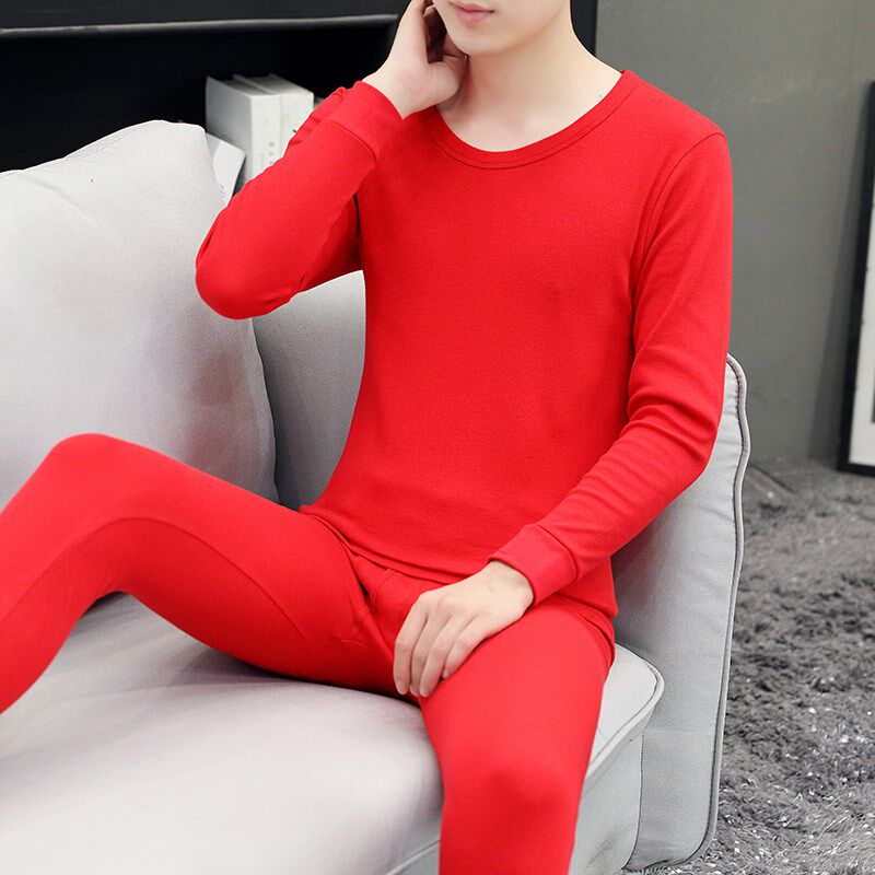 德绒保暖内衣男士半高领加厚秋衣秋裤青年发热德容打底套装男