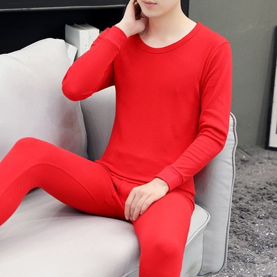 德绒保暖内衣男士半高领加厚秋衣秋裤青年发热德容打底套装男