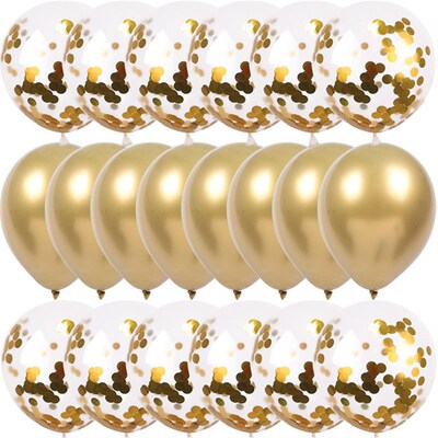 20pcs Gold Confetti Balloons Set Metallic Chrome ballon Bir