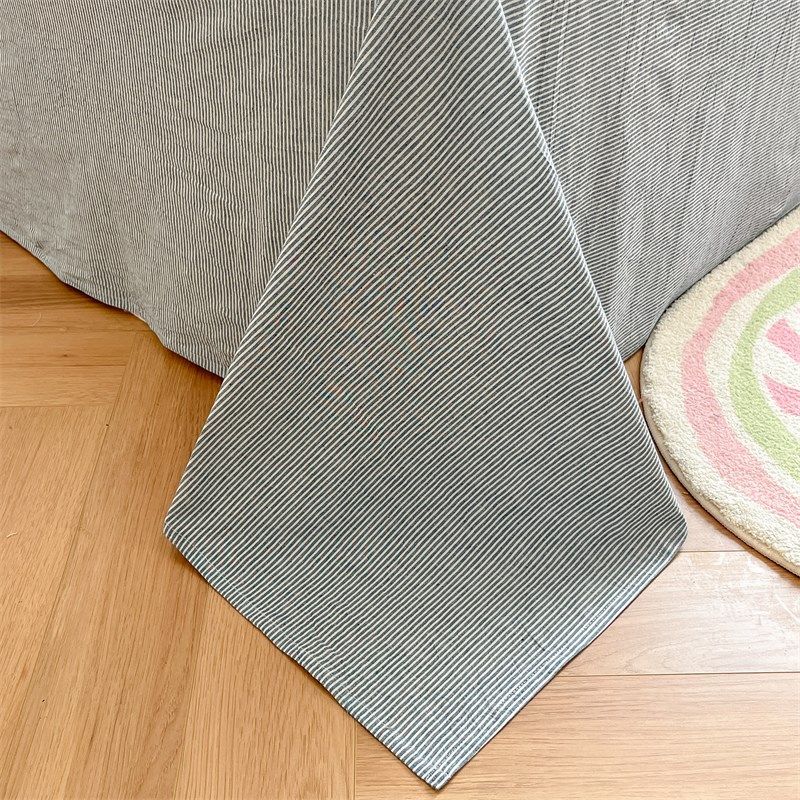 夏季纯棉水洗棉床单单件全棉被单单人学生宿舍枕套三件套老粗布4