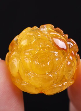 热销天然琥珀蜜蜡金珀牡玫瑰花莲蓬树叶祥云吊坠挂件手链文玩diy