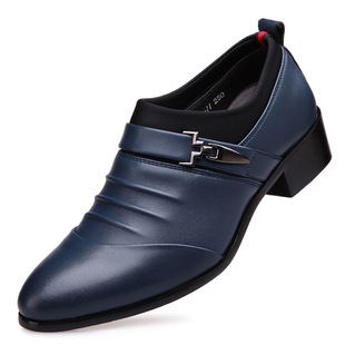 商务正装皮鞋男土无带结婚鞋子男生穿的高跟鞋尖头增高男皮鞋婚用