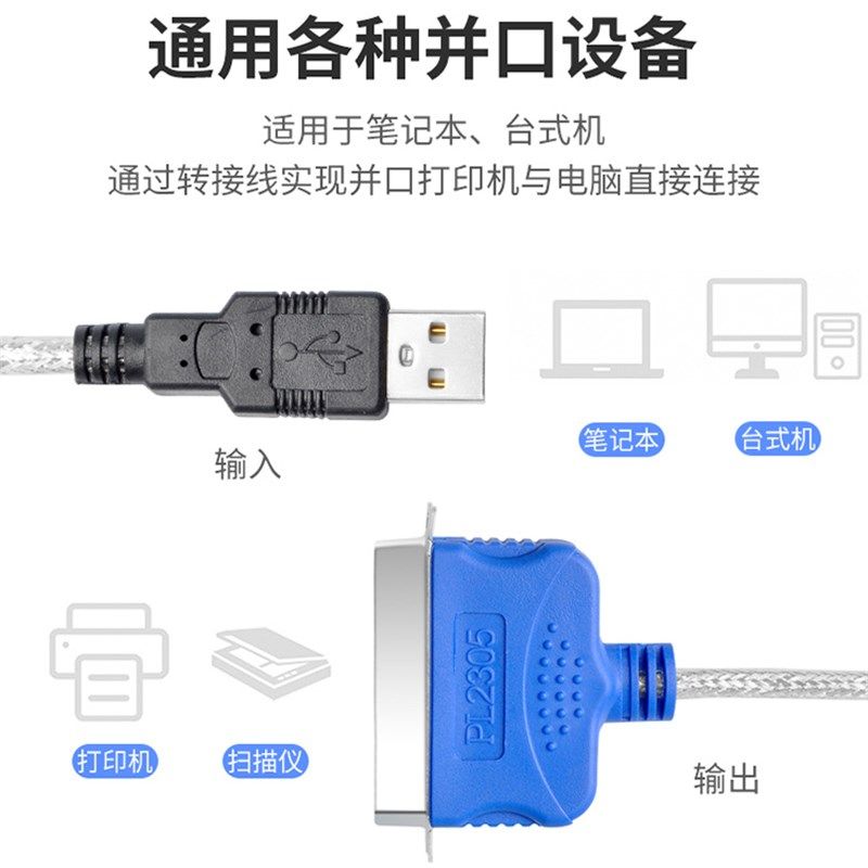 速发usb转并口老式25针式u打印机数据线usb转并口db36串口连接线